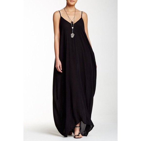 black gauze maxi dress